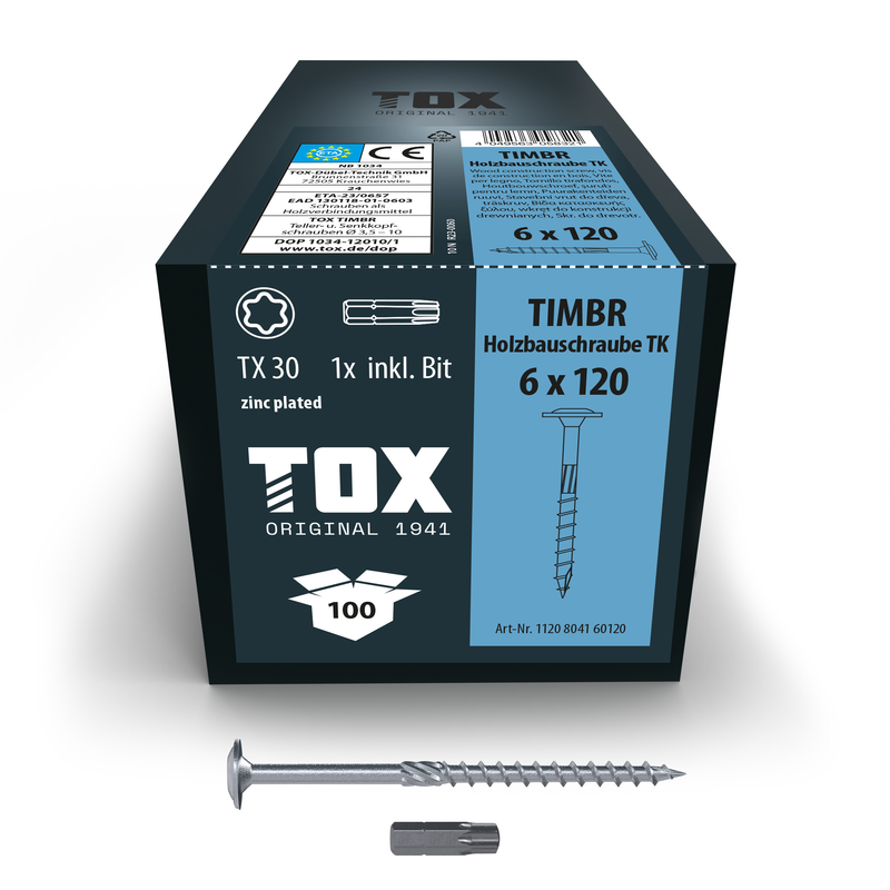 Vis à bois zinguée bleue timbr 6,0 x 120 tk (100 pc)