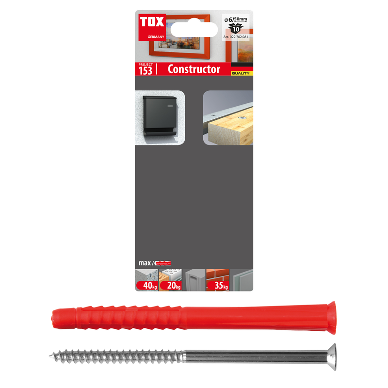 TOX Constructor 6/50 + S (10 pc) – chevilles pour cadres à usage général