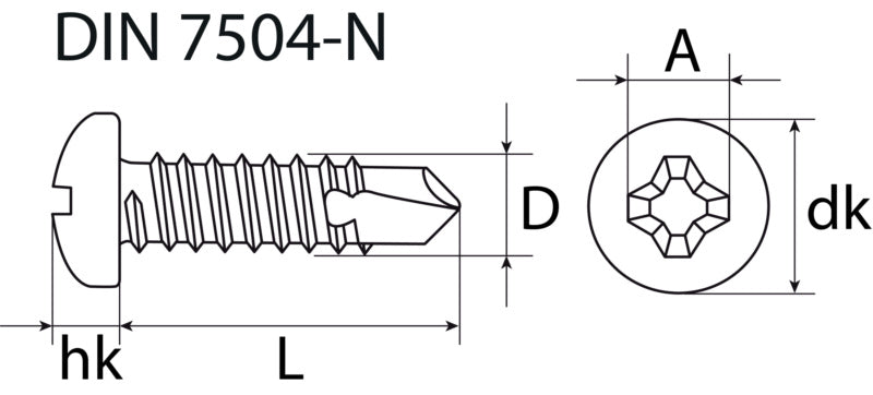 Vis a tete ronde autoforant 3.9X25MM 16PCES