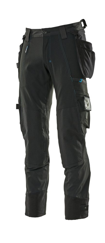 Pantalon stretch avec poches genouilleres noir 76 C46