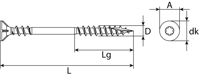 Vis planches OSB tête fraisée 4 x 40, acier zingué (1000 pc)