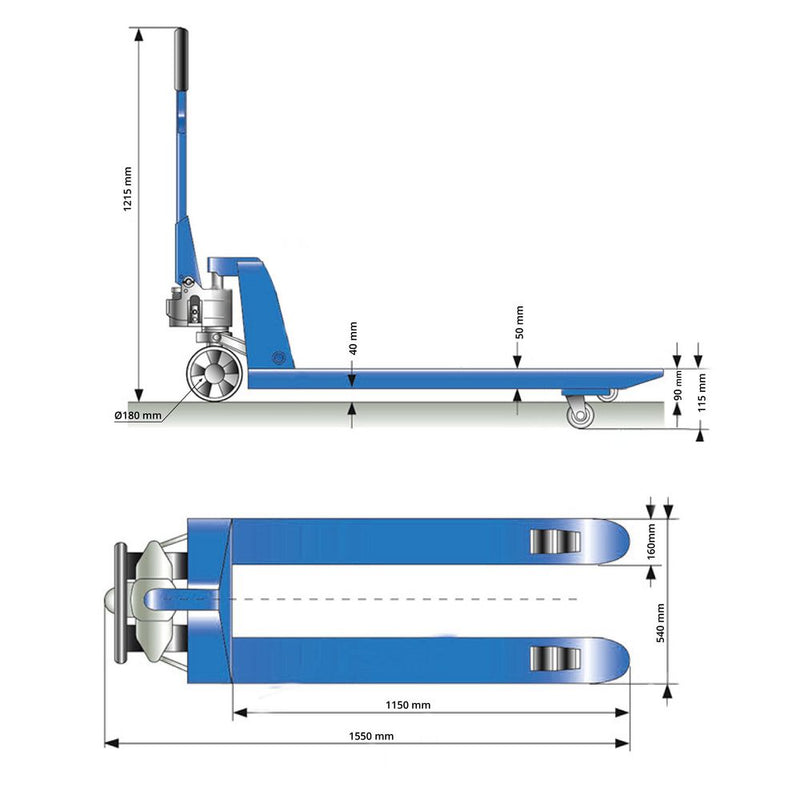 Transpalette ghw 2500-115PU gabel 1150MM