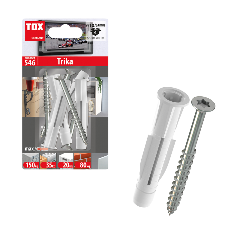 Cheville universelle trika 10/61 + vis (4 pc)