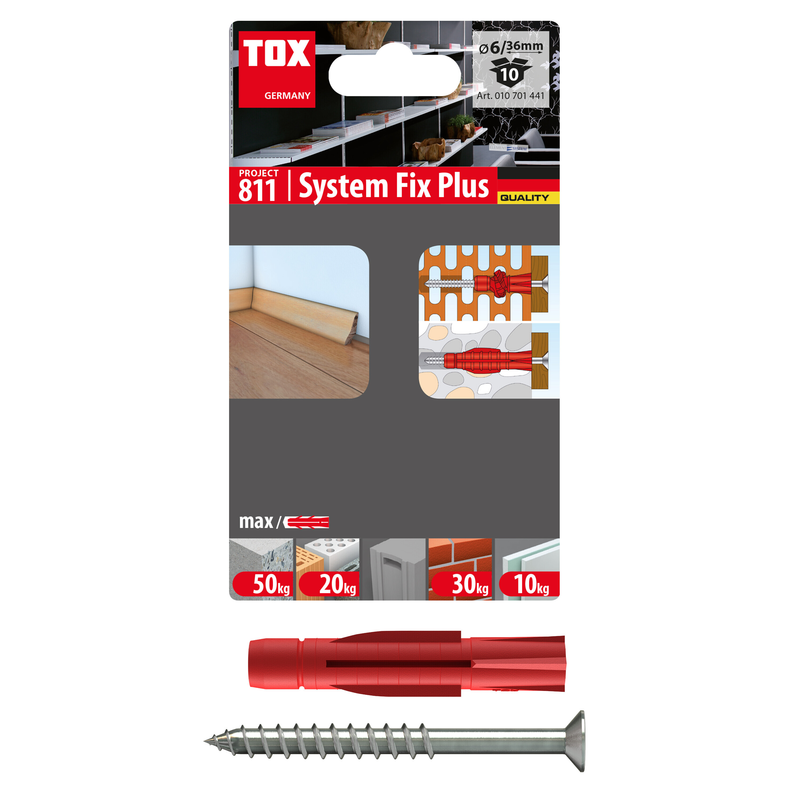 TOX System Fix Plus (10 pc) – fixation de parquet et de rails d'étagères