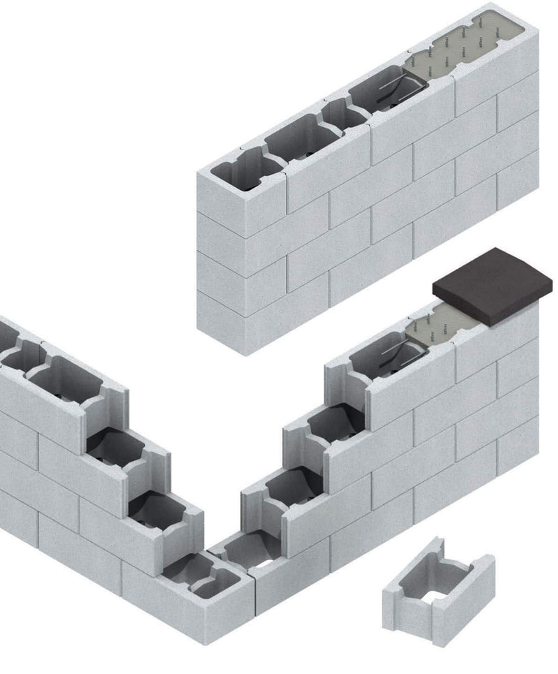 Blocs de coffrage normal 30x20x50 cm gris