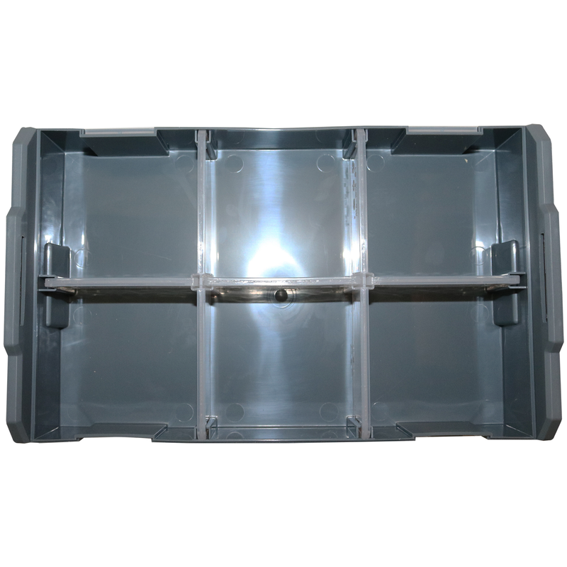 TOX L-Boxx Mini (vide) – boîte grise, inserts transparents, logo Tox