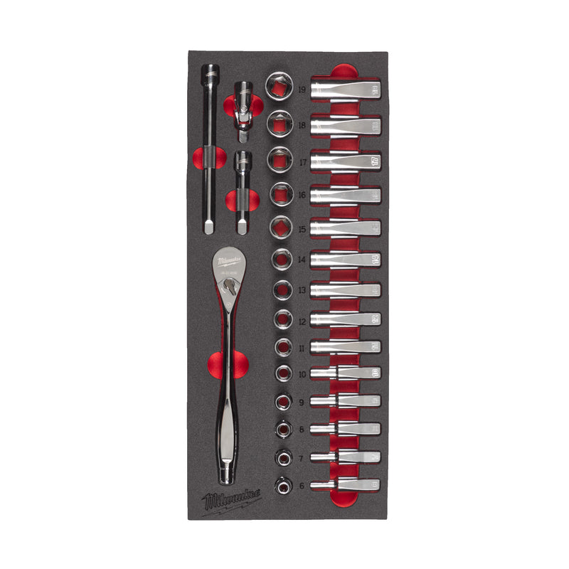 Module mousse Jeu de clés à cliquet et de douilles 3/8″