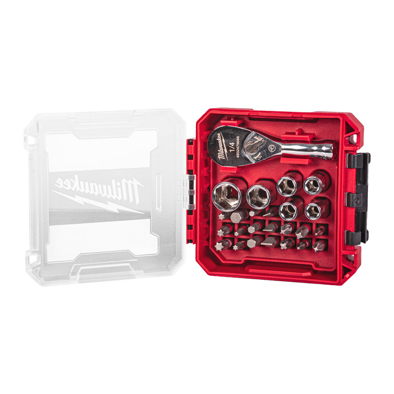 COFFRET 25 PCS CLÉ À CLIQUET COMPACTE 1/4"