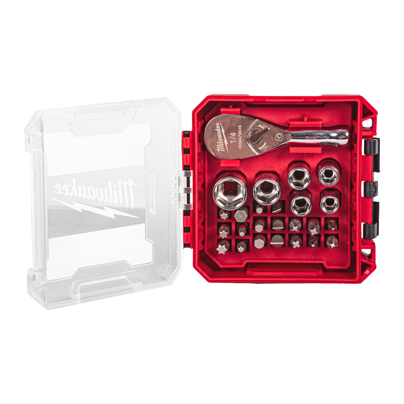 COFFRET 25 PCS CLÉ À CLIQUET COMPACTE 1/4"