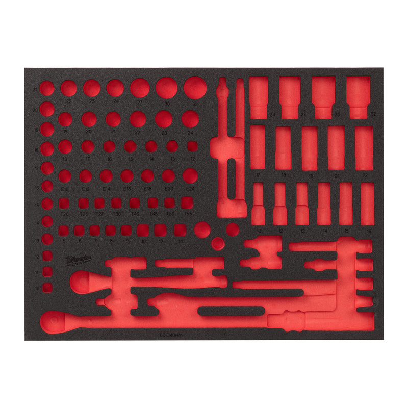 Module mousse vide pour set de cliquets et douilles à choc 1/2" (85 mesures)