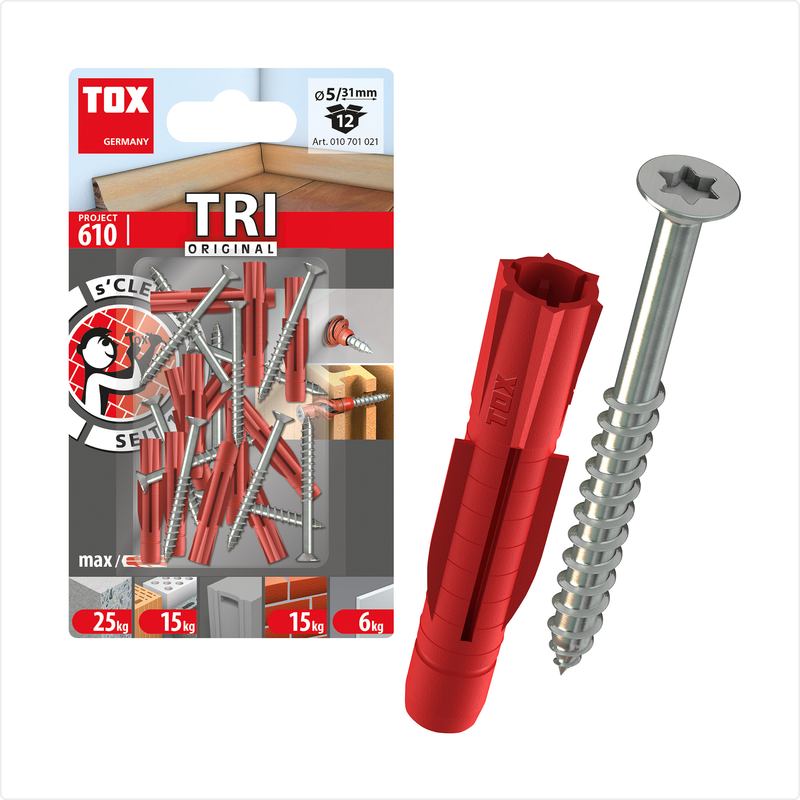 Cheville universelle tri 5/31+ vis (12 pc)