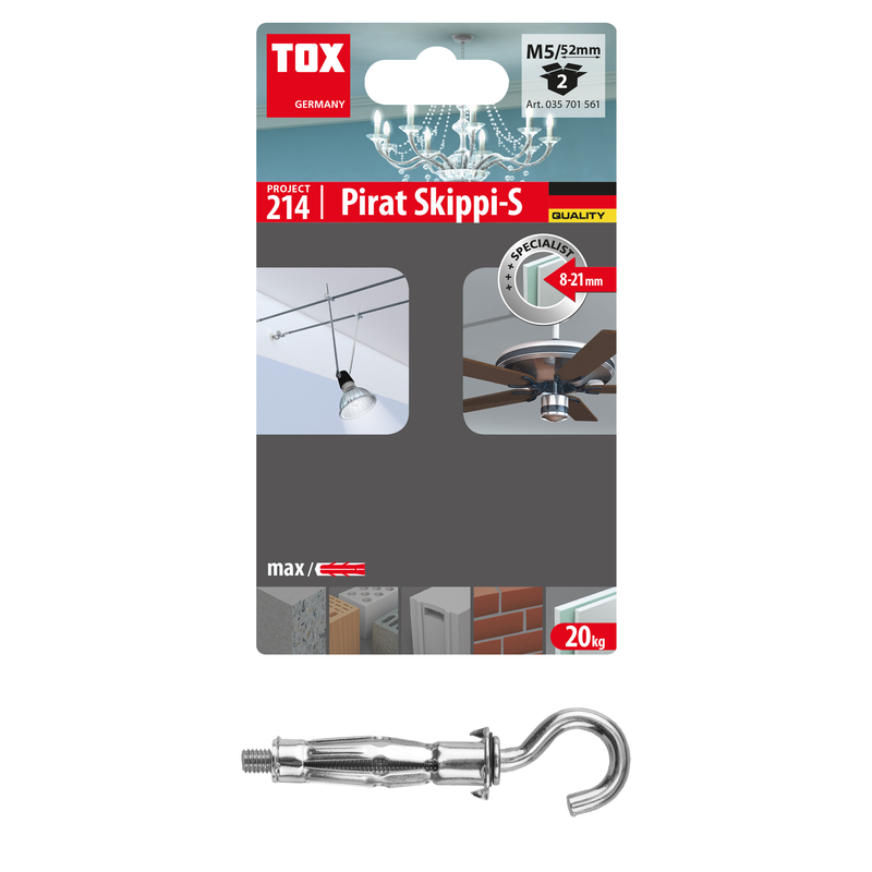 TOX Pirat Skippi-S M5/52 (2 pc) – chevilles à crochet