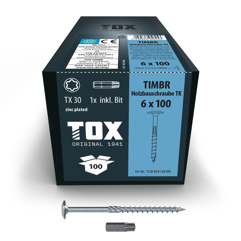 Vis à bois zinguée bleue timbr 6,0 x 100 tk (100 pc)