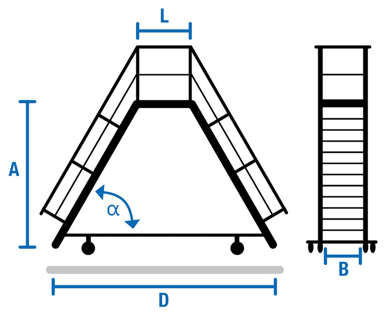 Krause passerelle de franchissement, fixe (alliage léger) 1,0 m, 60°