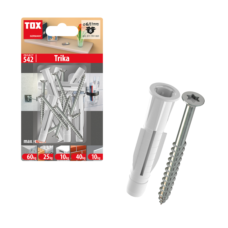 Cheville universelle trika 6/51 + vis (8 pc)