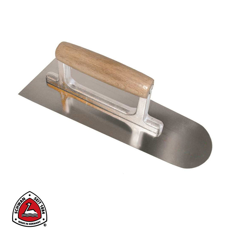 Plâtresse INOX, nez arrondi, manche bois - 280 x 110/85 x 0,7 mm