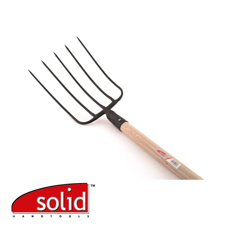 Fourche à fumier à douille 5 dents - 300x230 mm - avec manche bois 1,3 m