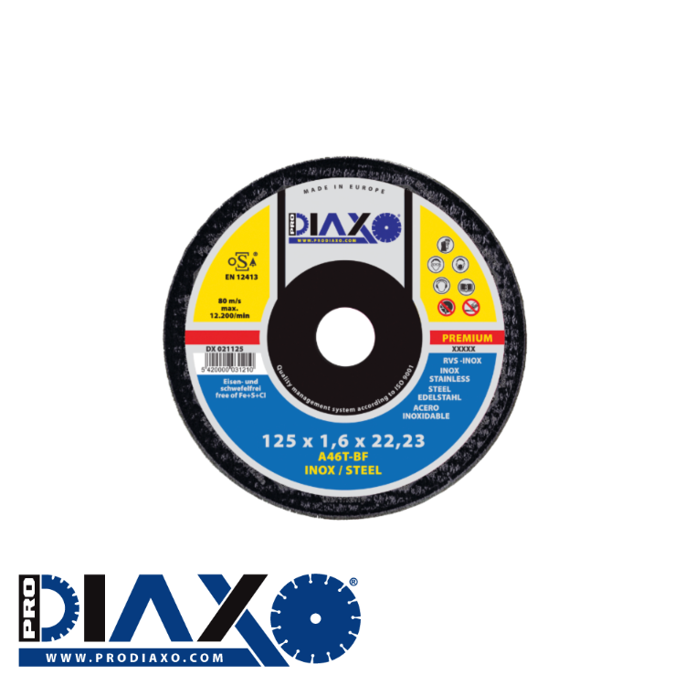 PRODIAXO - Disque abrasif INOX/ACIER - 125 x 1,6 mm / Premium