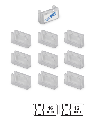 Clips de montage adhésif 3M 10 pcs. pour bandes LED - L=12 & 16mm
