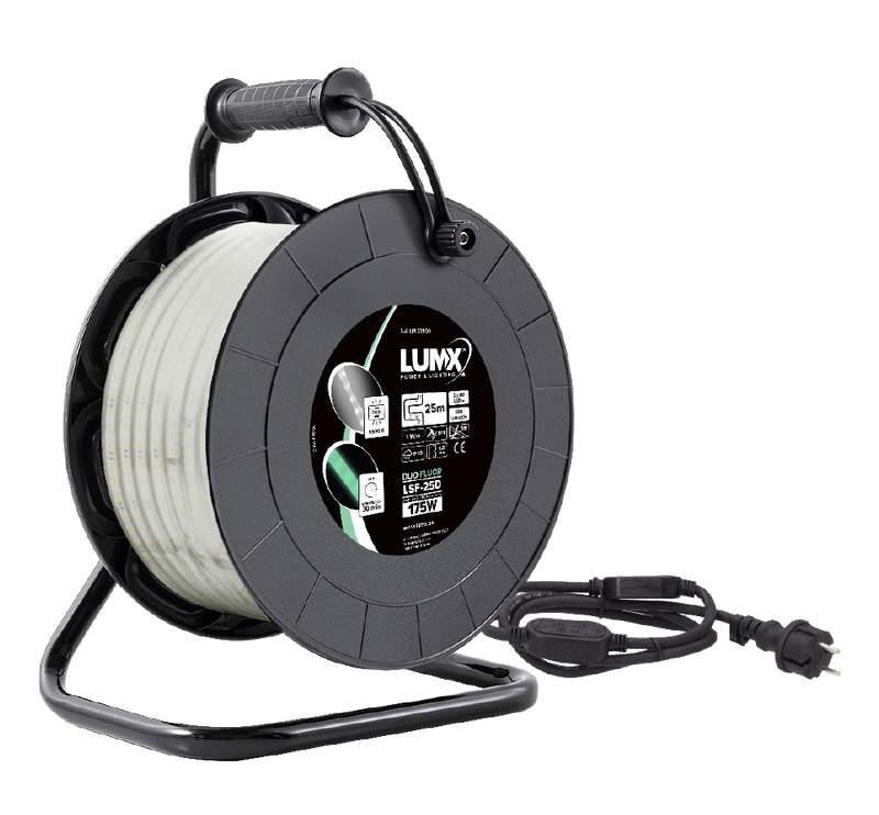Bande LED DUO FLUOR sur enrouleur 25m - 2x60led/m - L=12mm