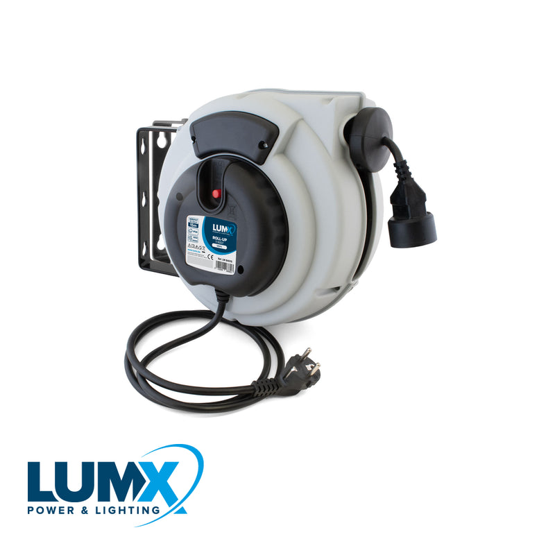 LumX Enrouleur de câble ROLL-UP 1-WAY - H05VV-F 3G1,5 - Vinyl - 15 m
