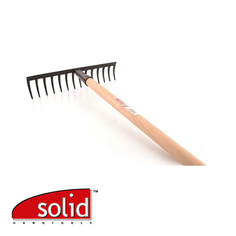 Rateau, 14 dents courbées - avec manche en bois