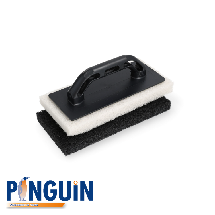 Frottoir avec éponge abrasif EPOXY, 1 fine blanche + 1 noire épaisse