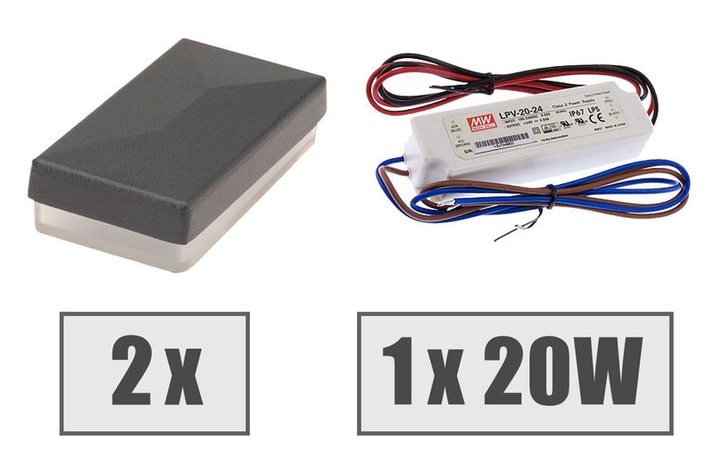 Kit éclairage de clôture LED avec transformateur – RAL 7016 gris anthracite