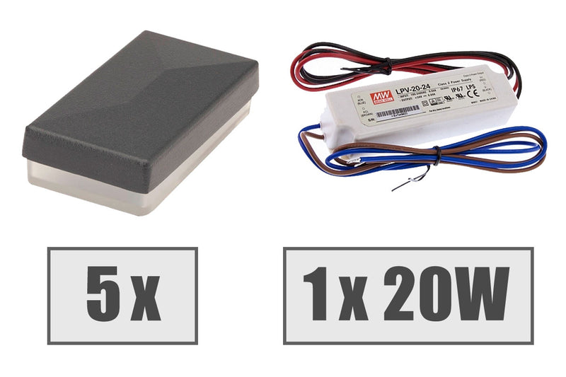 Kit éclairage de clôture LED avec transformateur – RAL 7016 gris anthracite