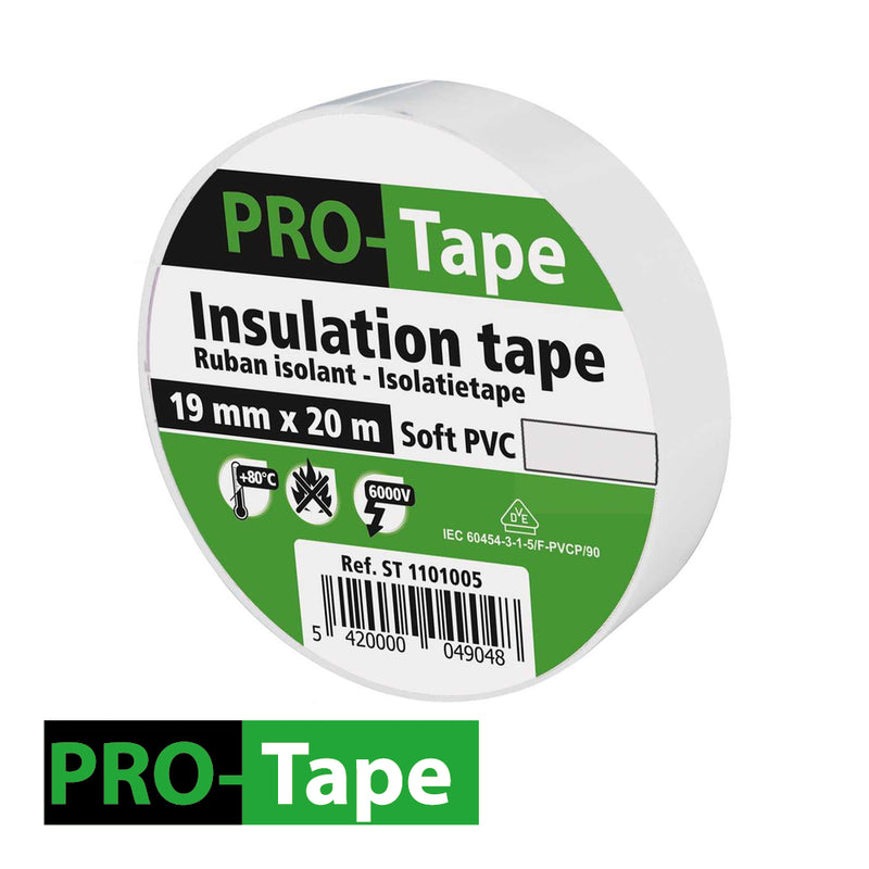Ruban isolant 19 mm x 20 m x 0,15 mm, VDE / blanc (prix/5 pcs)
