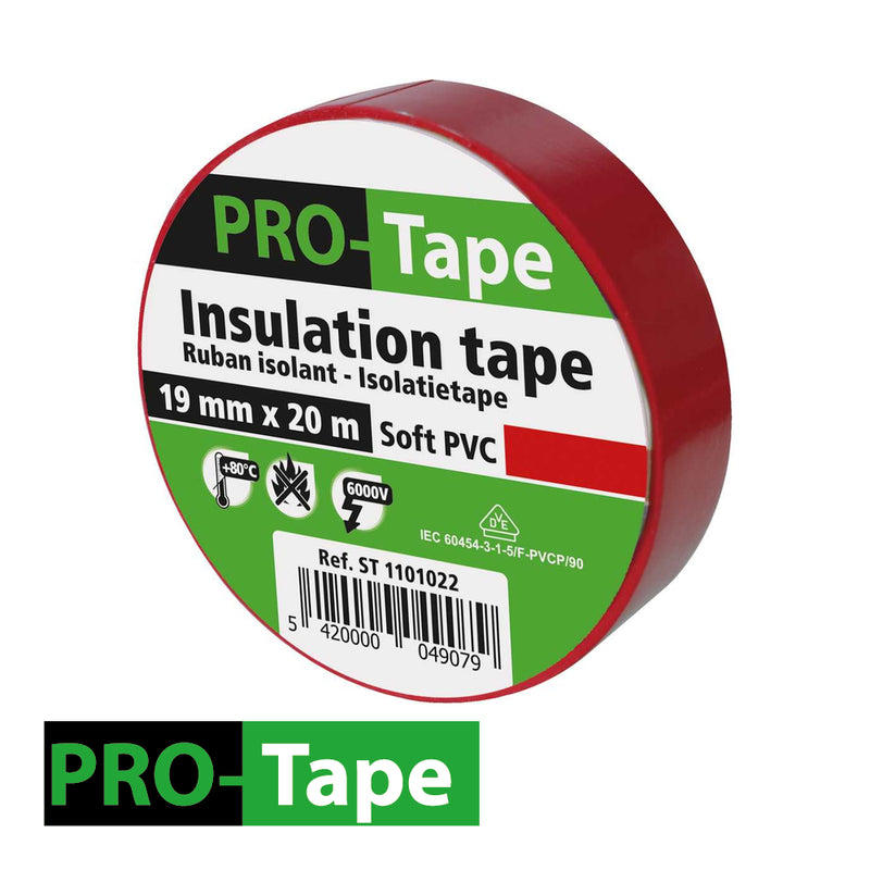 Ruban isolant 50 mm x 20 m x 0,15 mm, VDE / rouge
