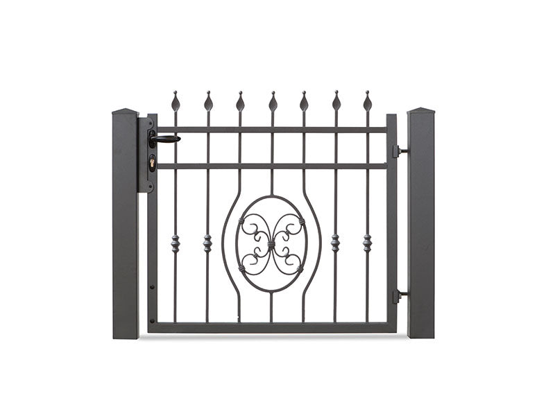 Portail en fer forgé Rostock 1 vantail – DB 703 gris foncé