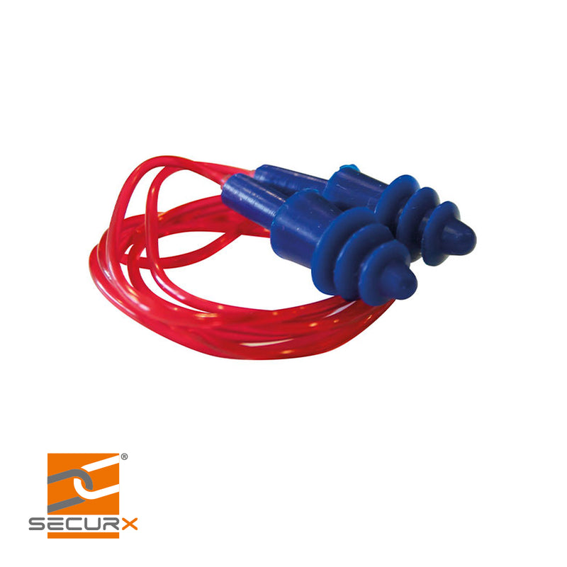 Bouchons d'oreille réutilisable avec cordelette - EN352-2 - 29 dB - (prix/5 pair)