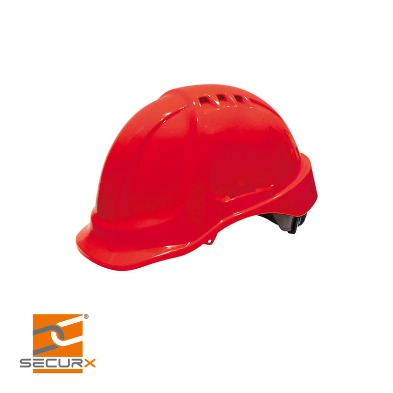 Casque de chantier ROUGE fermeture à molette - EN 397