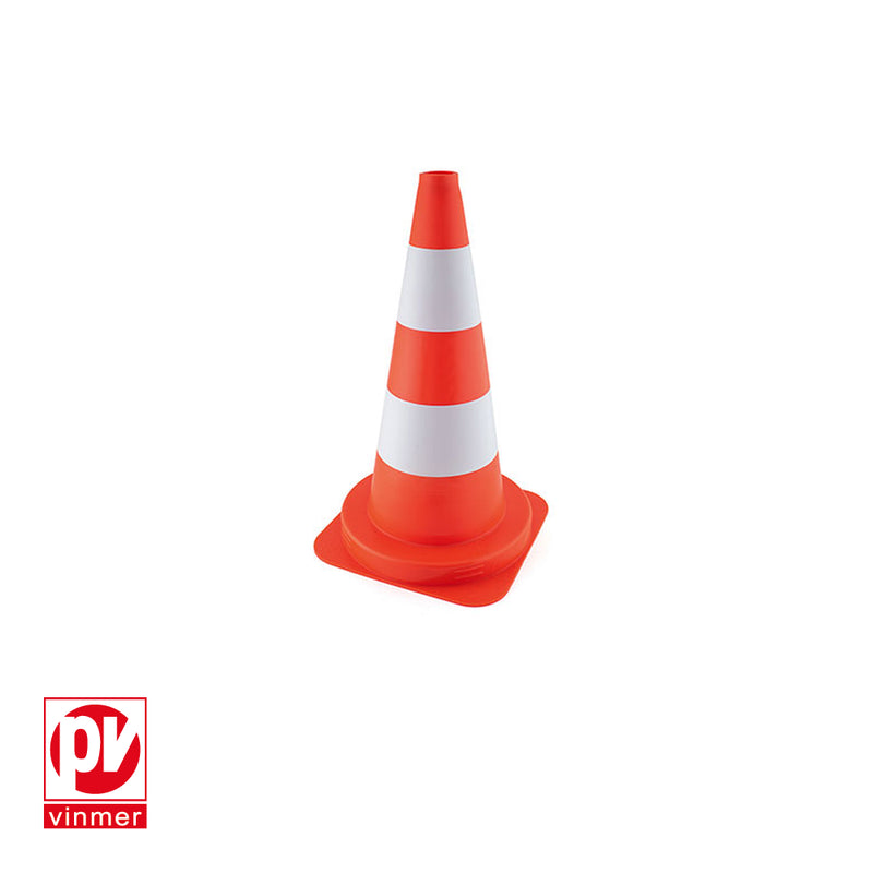 Cône orange fluo - 50 cm - PVC flexible