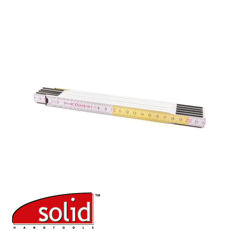 Double-mètre pliant bois modèle 'TOP5000' , 2 m BLANC-JAUNE / sur carte