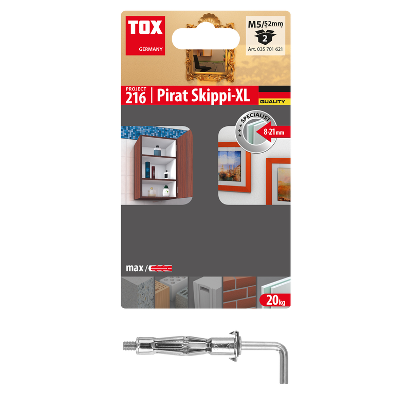 TOX Pirat Skippi-XL M5/52 (2 pc) – chevilles à crochet