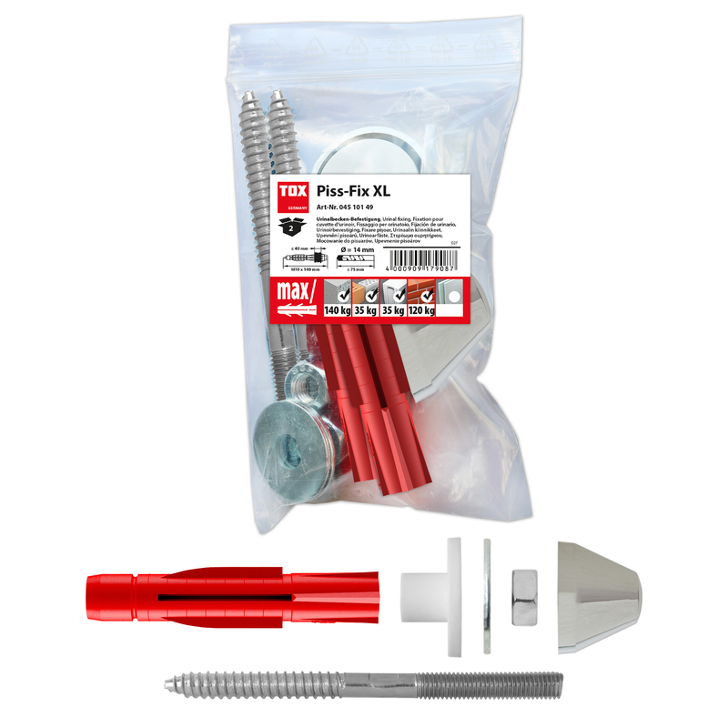 TOX Piss-Fix XL M10 (2 pc) – fixation pour urinoir & lavabo