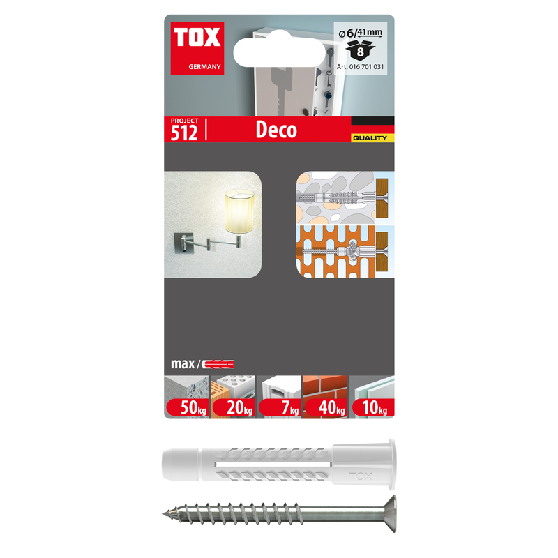 Cheville universelle deco 6/41 + vis (8 pc)