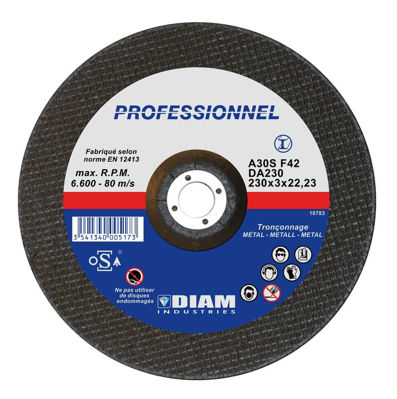 Disque abrasif Ø230 x 3.2 x 22.23 pour acier/métaux