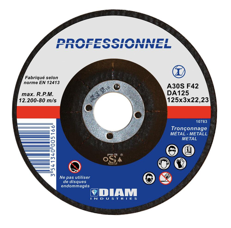Disque abrasif Ø125 x 3 x 22.23 pour acier/métaux