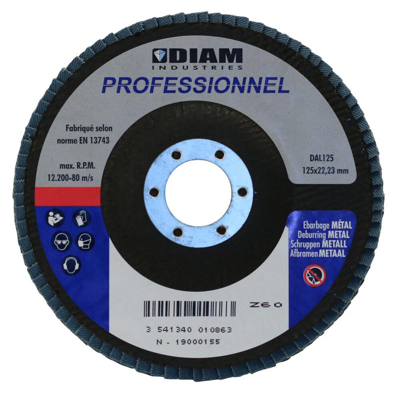 Disque abrasif a lamelles Ø125/22.23 g 40 metal