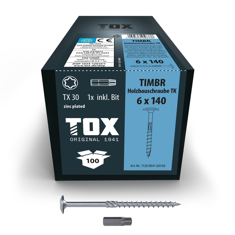 Vis à bois zinguée bleue timbr 6,0 x 140 tk (100 pc)