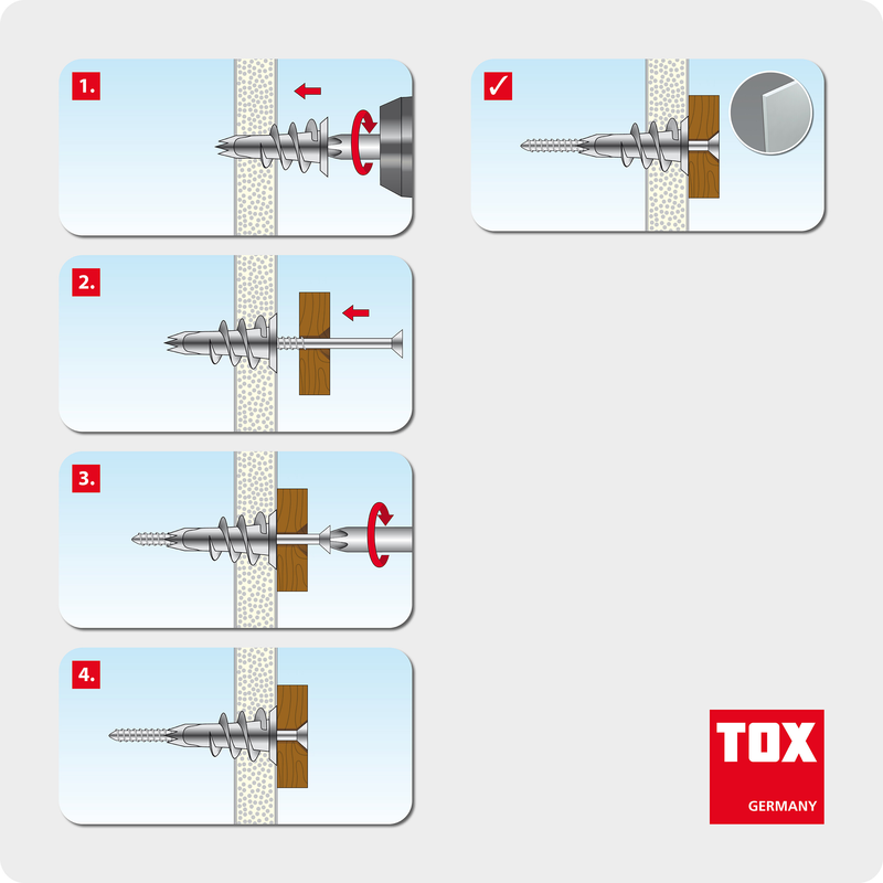 TOX Spiral Plus + S (4 pc) – chevilles pour plaques de plâtre