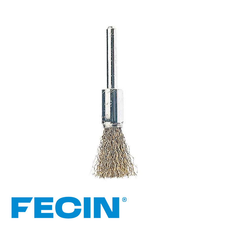 Brosse pinceau en V , F-22 Ø 12/0,30/ tige 6 mm, acier laitonné, vrac