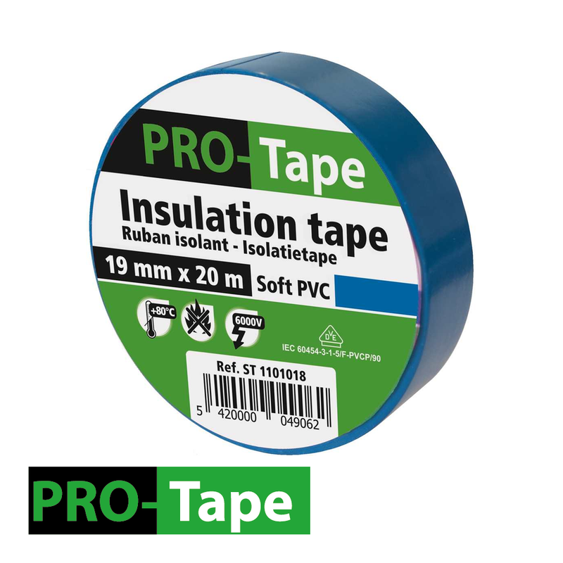 Ruban isolant 19 mm x 20 m x 0,15 mm, VDE / bleu clair (prix/5 pcs)