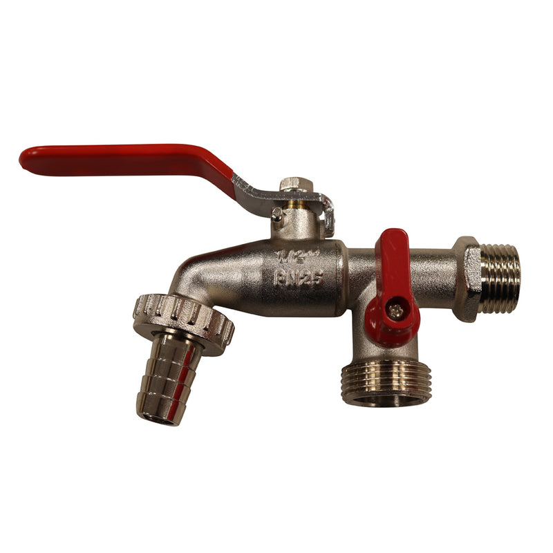 Robinet a bille 1/2 m. - 2 sorties 3/4 m.