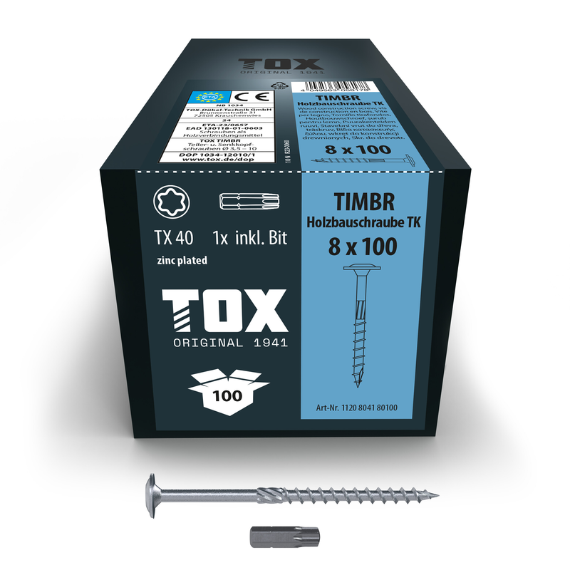 Vis à bois zinguée bleue timbr 8,0 x 100 tk (50 pc)