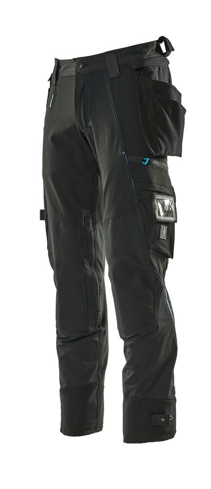 Pantalon stretch avec poches genouilleres noir 76 C46