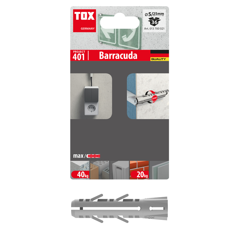 TOX Barracuda 5/25 (36 pc) – chevilles à expansion